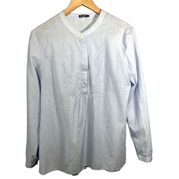 J. McLaughlin Tops - J. MCLAUGHLIN Women's Cotton Long Sleeve Popover Tunic Blouse Blue Size Medium